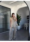 TAŞ PİLELİ KETEN YELEK PANTOLON TAKIM 9298