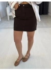 Acı kahve denim mini etek