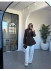 ACI KAHVE FULARLI BLAZER CEKET