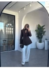 ACI KAHVE FULARLI BLAZER CEKET