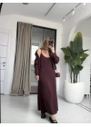 ACI KAHVE GÖMLEK ELBİSE İKİLİ TAKIM