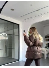 ACI KAHVE İP KEMERLİ ŞİŞME MONT