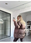 ACI KAHVE İP KEMERLİ ŞİŞME MONT