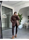 ACI KAHVE İP KEMERLİ ŞİŞME MONT