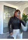 ANTRASİT İÇİNDEN BLUZ DETAYLI HIRKA