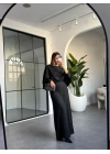 ANTRASİT PELERİN MODEL UZUN ELBİSE