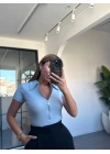BEBE MAVİ POLO YAKA FERMUARLI BLUZ