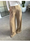 BEJ GENİŞ PAÇA AYARLANABİLİR PANTOLON