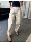 BEJ KEMERLİ PANTOLON