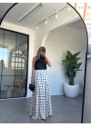 BEJ SİYAH PUANTİYELİ SATEN ETEK