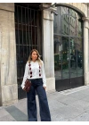 BEYAZ BAKLAVA DESEN DETAYLI HIRKA