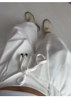 Beyaz Beli Lastikli Pilili Pantolon