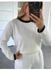 BEYAZ BİSİKLET YAKA MASSİMO MARKA MODEL BASİC TRİKO KAZAK