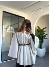 BEYAZ BUKLET KEMERLİ PANÇO
