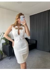 Beyaz Kemer Detaylı Zr Model Elbise
