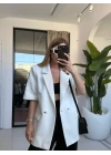 BEYAZ KISA KOLLU BLAZER CEKET