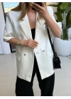 BEYAZ KISA KOLLU BLAZER CEKET