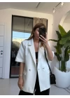 BEYAZ KISA KOLLU BLAZER CEKET