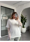 BEYAZ KOLLARI DANTEL DETAYLI T-SHIRT 1049