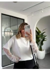 BEYAZ KOLLARI DANTEL DETAYLI T-SHIRT 1049