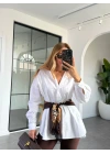 Beyaz Poplin Kumaş Basic Oversize Gömlek