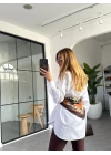 Beyaz Poplin Kumaş Basic Oversize Gömlek