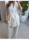 BEYAZ PREMİUM KALİTE PR YELEKLİ TAKIM