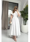 BEYAZ SIRTI BAĞLAMALI FİSTO ELBİSE