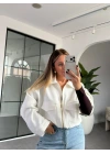 BEYAZ TORBA CEPLİ BOMBER CEKET