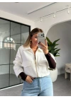 BEYAZ TORBA CEPLİ BOMBER CEKET