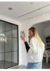 BEYAZ TORBA CEPLİ BOMBER CEKET