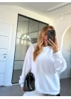 BEYAZ UZUN KOL SWEATSHIRT