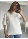 Beyaz Vatkalı Massimo Marka Model T-shirt