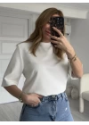 Beyaz Vatkalı Massimo Marka Model T-shirt