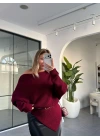 BORDO ASİMETRİK KAYIK YAKA TRİKO