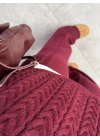 BORDO BİSİKLET YAKA SAÇ ÖRGÜ TRİKO TAKIM