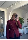 BORDO ÇAPRAZ GOLD DÜĞMELİ HIRKA