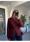 BORDO ÇAPRAZ GOLD DÜĞMELİ HIRKA