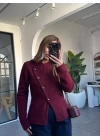 BORDO ÇAPRAZ GOLD DÜĞMELİ HIRKA
