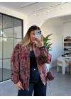 BORDO ETNİK DESEN BOMBER CEKET