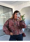 BORDO ETNİK DESEN BOMBER CEKET