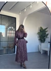 BORDO FIRFIRLI ŞİFON ELBİSE