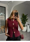 BORDO GOLD DETAYLI YELEK