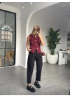 BORDO GOLD DETAYLI YELEK