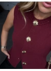 BORDO GOLD DETAYLI YELEK
