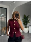 BORDO GOLD DETAYLI YELEK