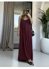 BORDO İP ASKI ORGANİK ELBİSE
