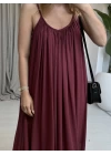 BORDO İP ASKI ORGANİK ELBİSE