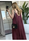 BORDO İP ASKI ORGANİK ELBİSE