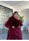 BORDO KÜRK YAKA PREMİUM KAŞE KABAN
